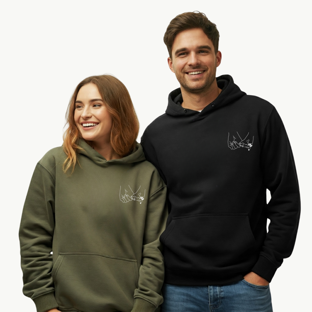 2-Pack Pinky Promise Olive Green Black Couple Hoodies
