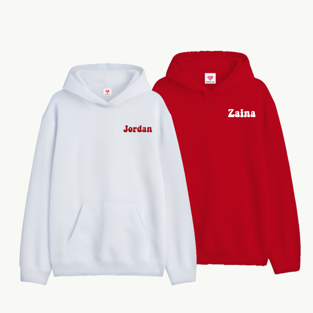 2 Pack : Custom Name with Sleeve Lyrics Couple Hoodies