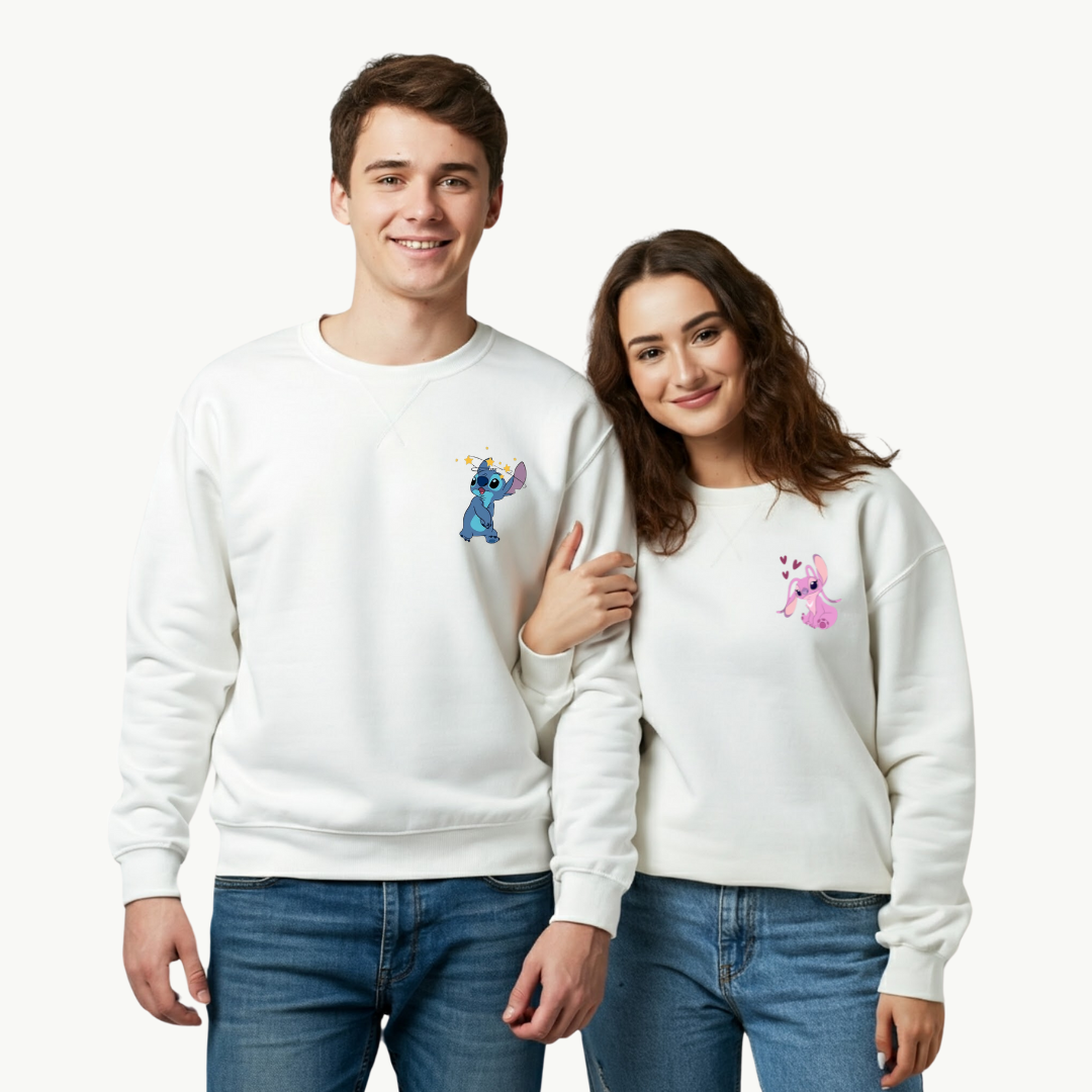 2-Pack: Angel and Stitch Plain White Sweatshirt