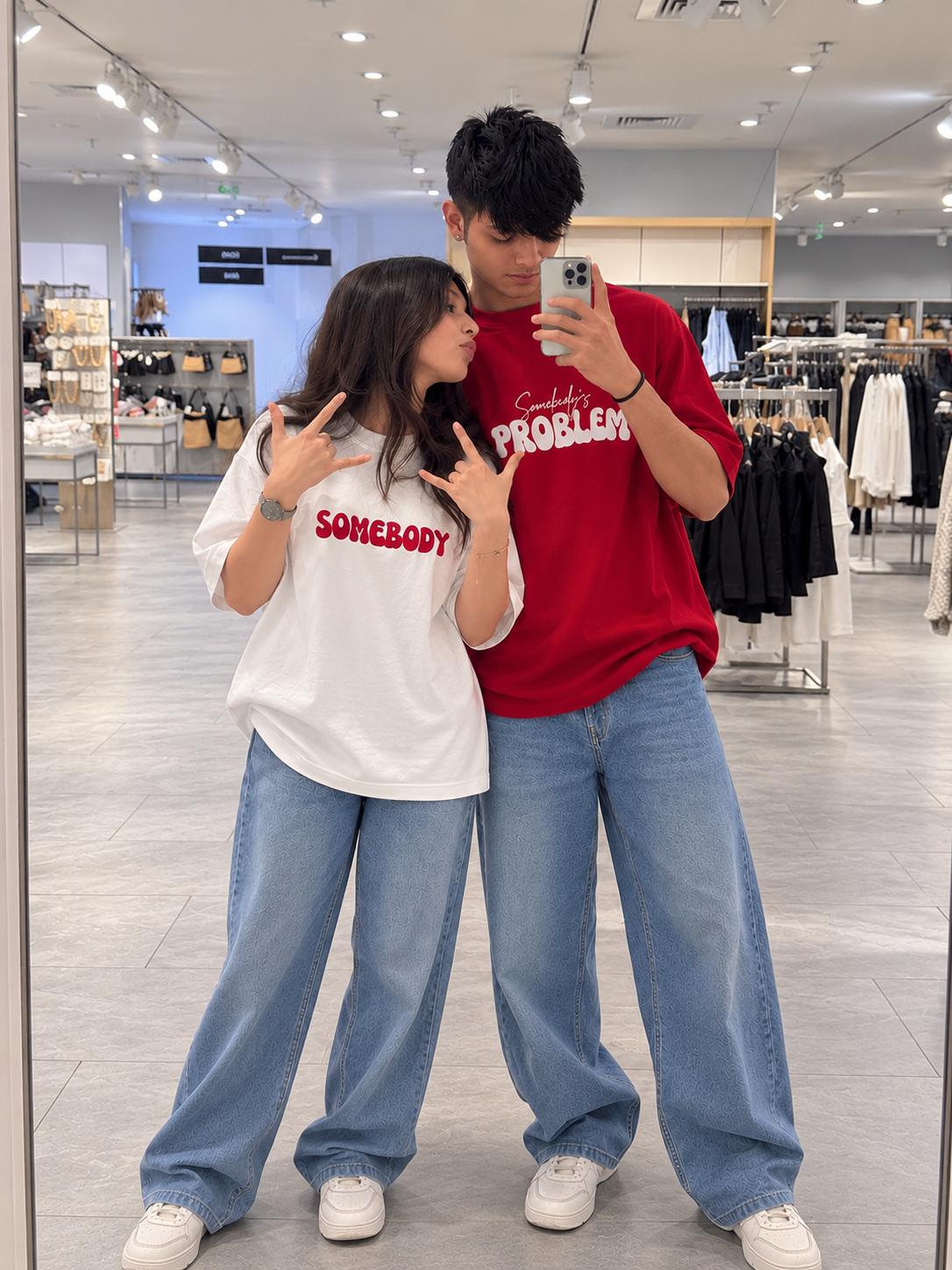 Somebody's Problem Red White Couple T-Shirt