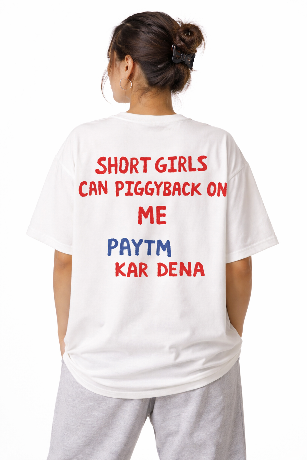 Short Girls Piggyback Oversized Graphic