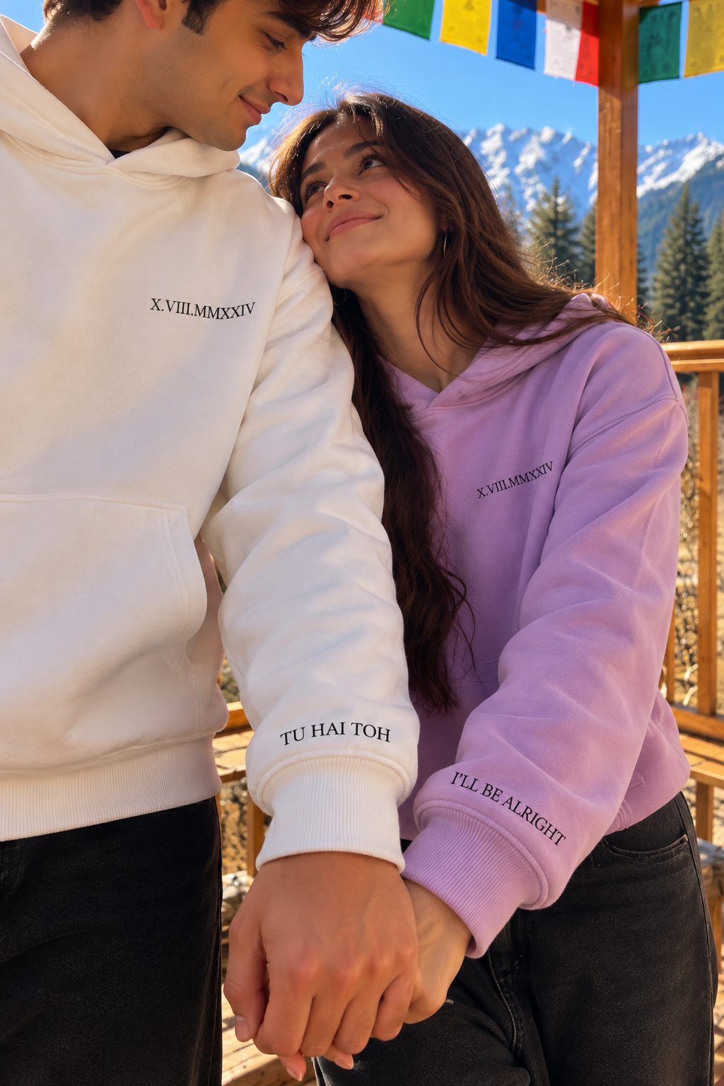 Custom Roman Date Couple Hoodie