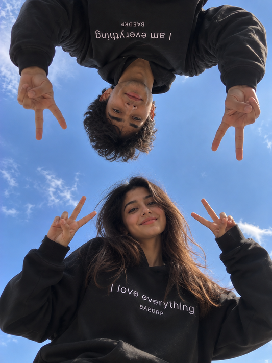 I Am Everything Oversized Black Couple Hoodies