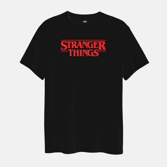 Stranger Things Title Printed Black T-Shirt