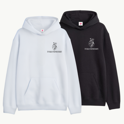 2 Pack : Cardiac Heart With Initials Black & White Couple Hoodie