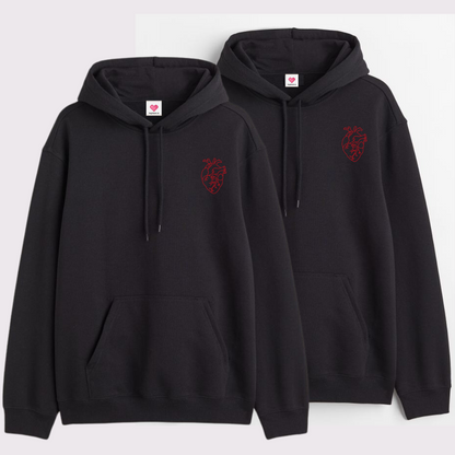 2 Pack : Cardiac Heart Black Couple Hoodies
