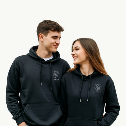 2 Pack : Cardiac Heart with Quote on Front and Sleeves Couple Hoodies