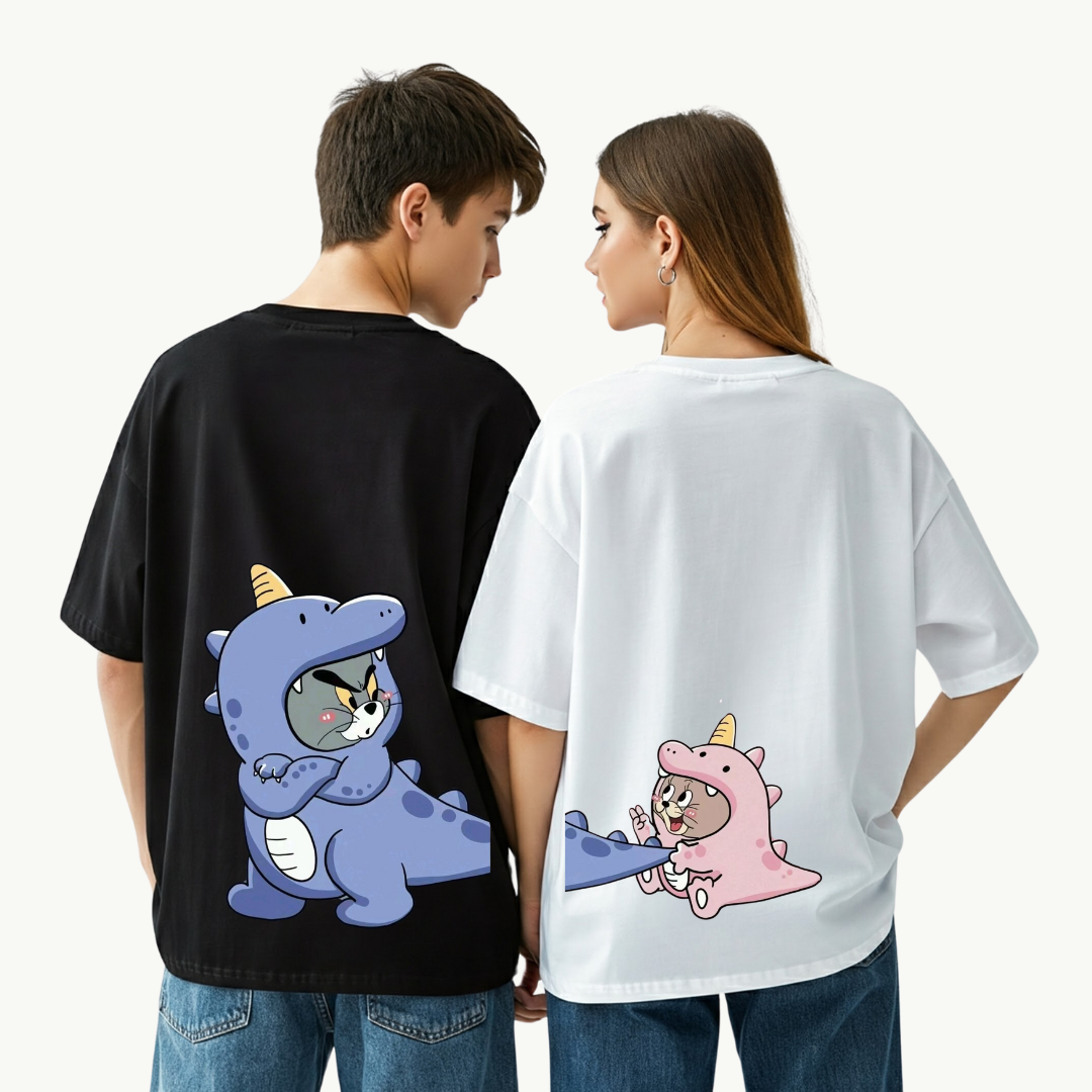 2 Pack : Dino Tom and Jerry Couple T-shirt