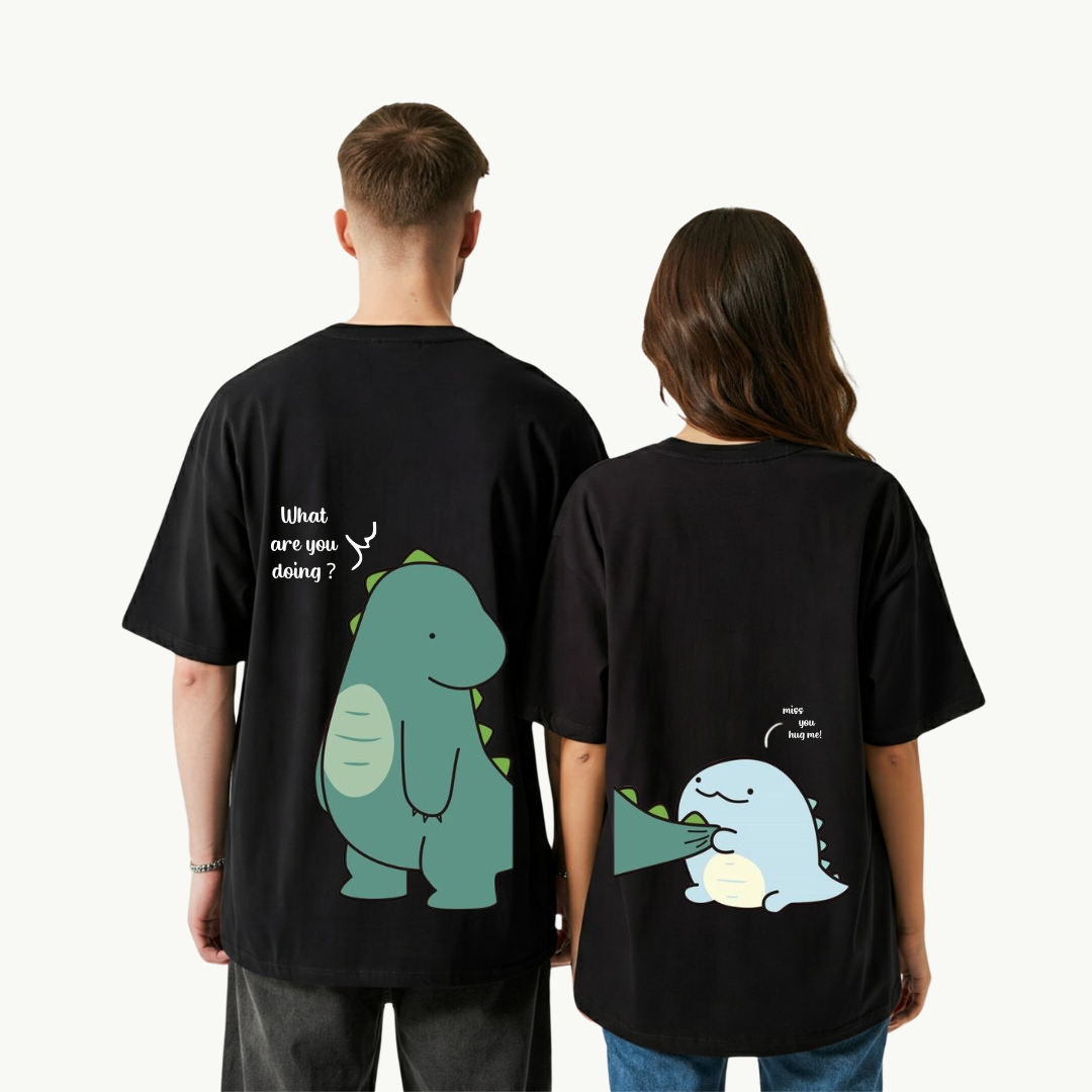 2 Pack : Giant and Tiny Dino Couple T-shirt
