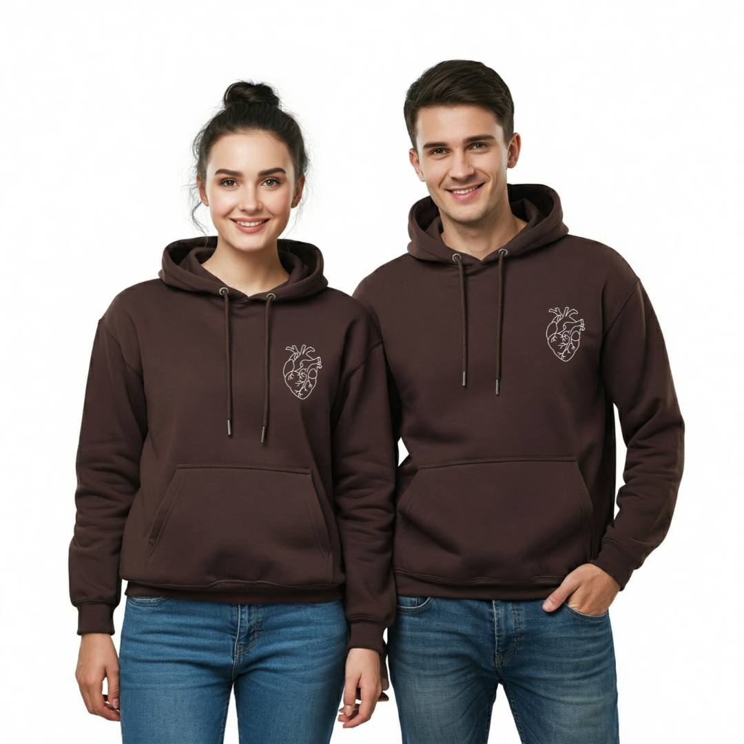 2 Pack :  Cardiac Heart Brown Couple Hoodie