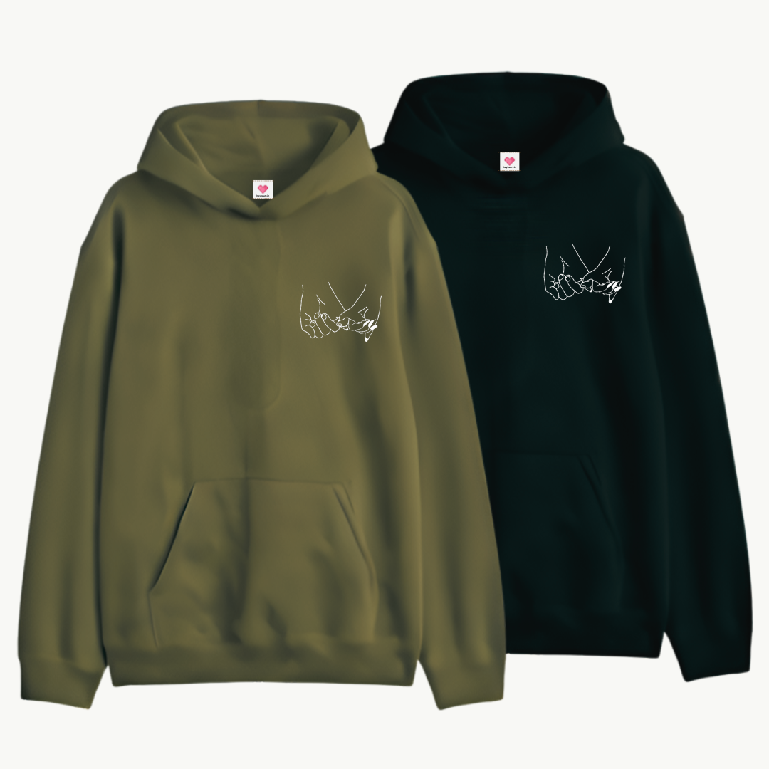 2-Pack Pinky Promise Olive Green Black Couple Hoodies
