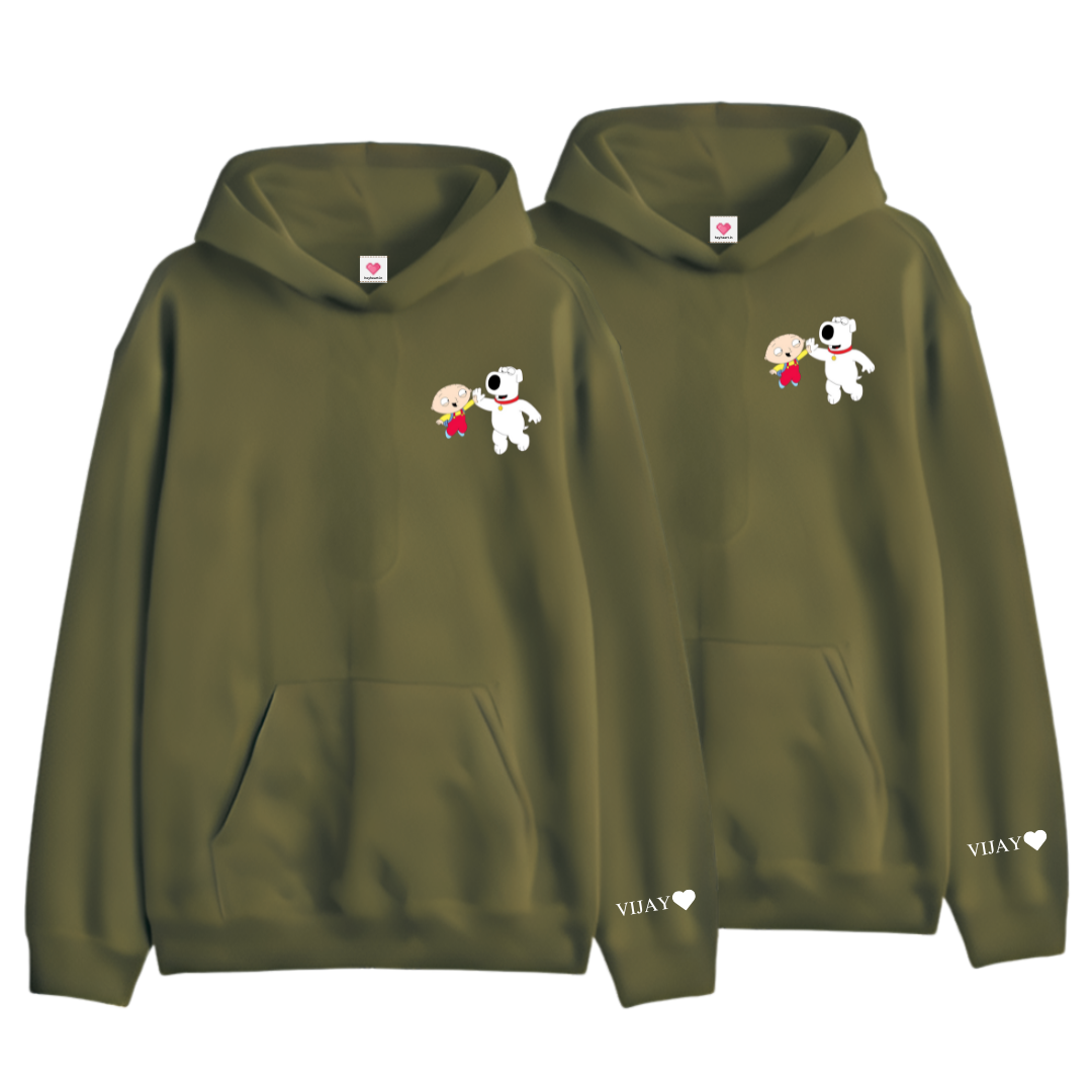 2 Pack : Stewie Griffin Olive Green Couple Hoodies