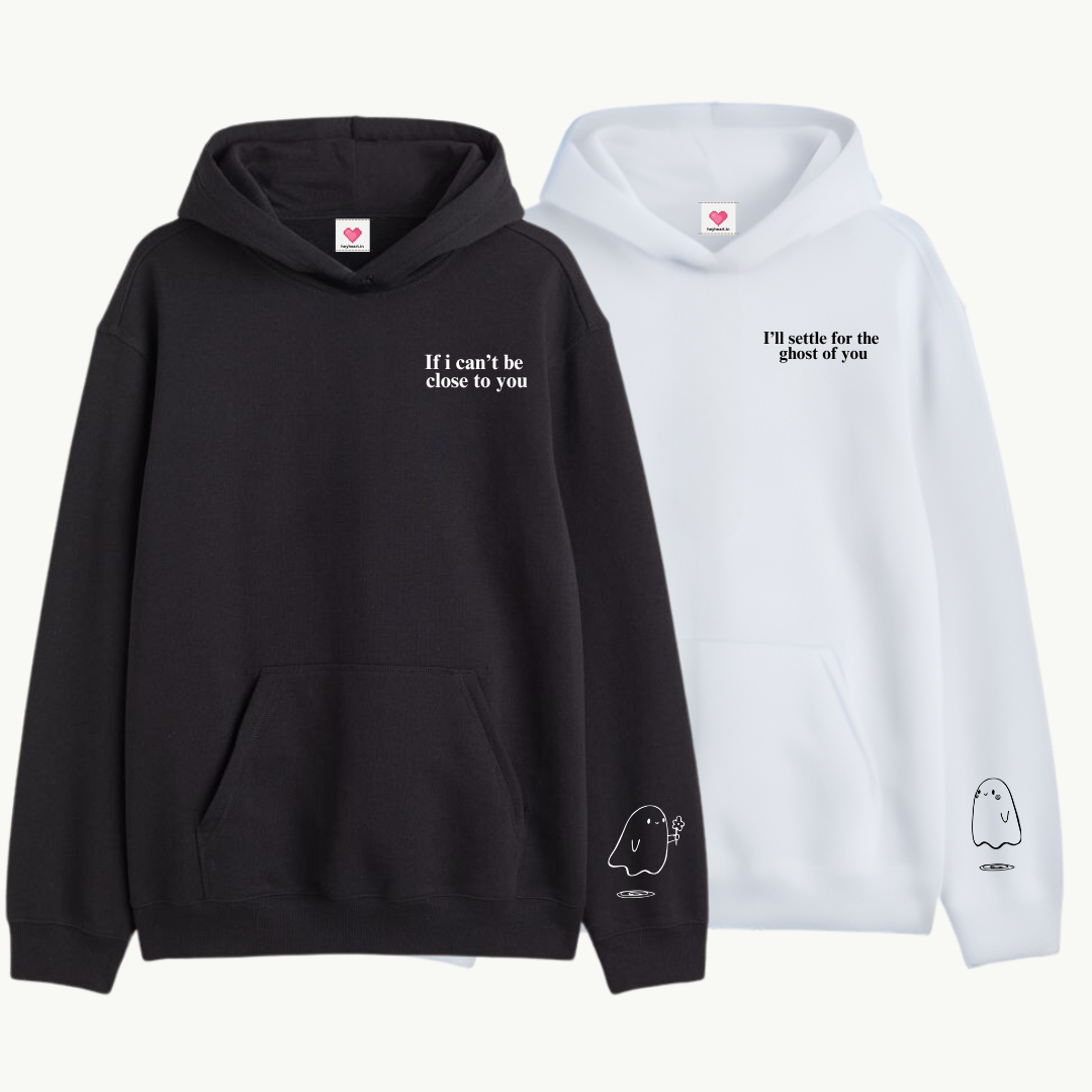 2 Pack : Ghost Proposing Black & White Couple Hoodie