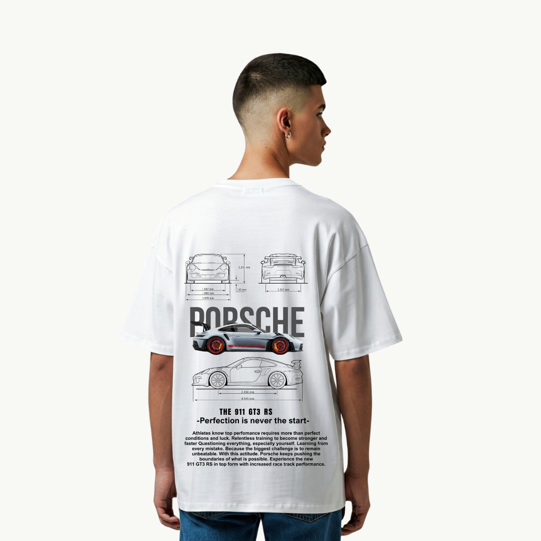Porsche Perfection Streetwear Printed White T-Shirt