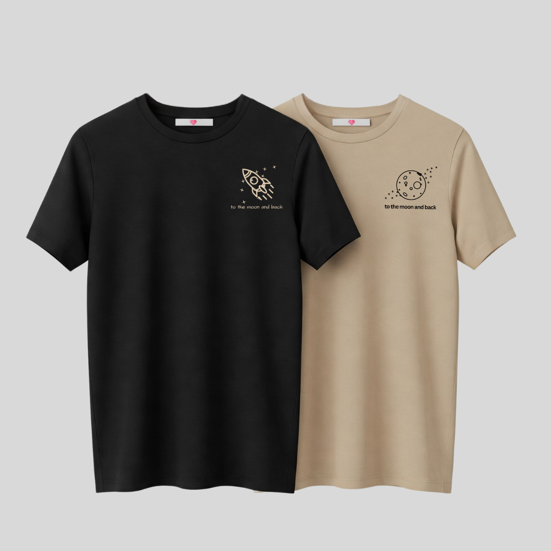 2 Pack : To The Moon and Back Couple T-Shirts