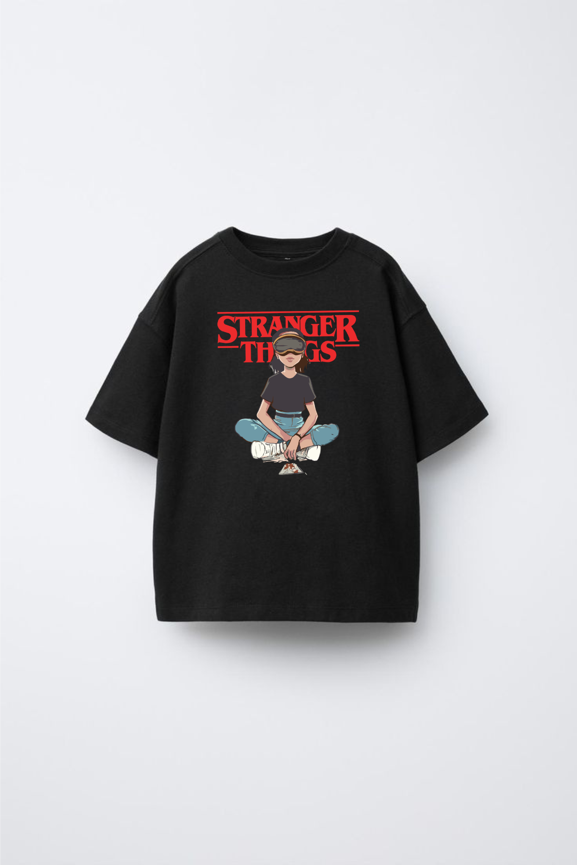 Stranger Things Eleven Printed Black T-Shirt
