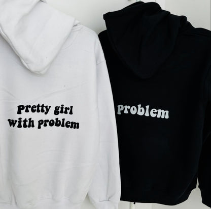 2-Pack Pretty Girl with Problem Sage Green and Beige Couple Hoodies