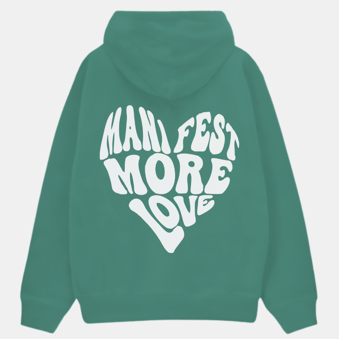 2 Pack: Manifest More Love White and Sage Green Couple Hoodies