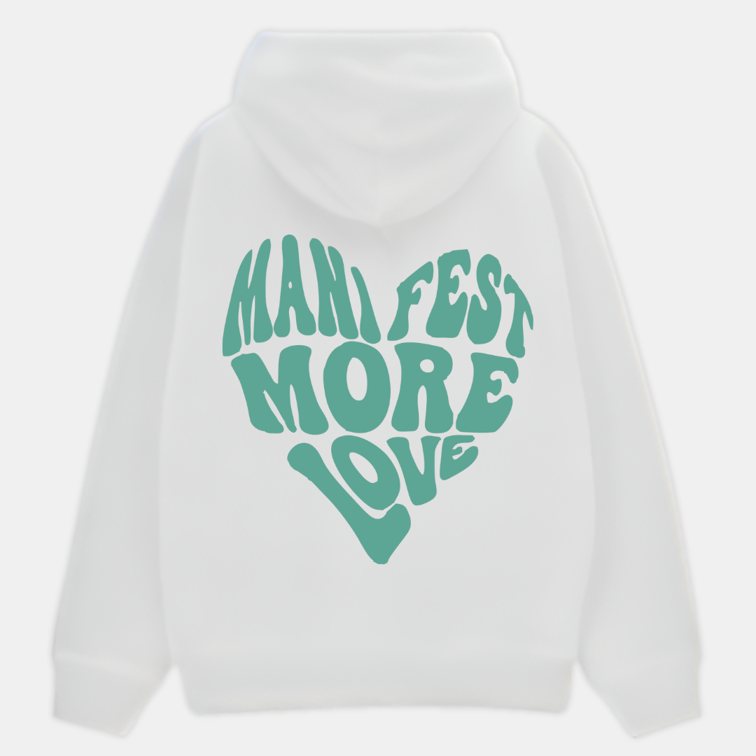 2 Pack: Manifest More Love White and Sage Green Couple Hoodies