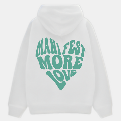 2 Pack: Manifest More Love White and Sage Green Couple Hoodies