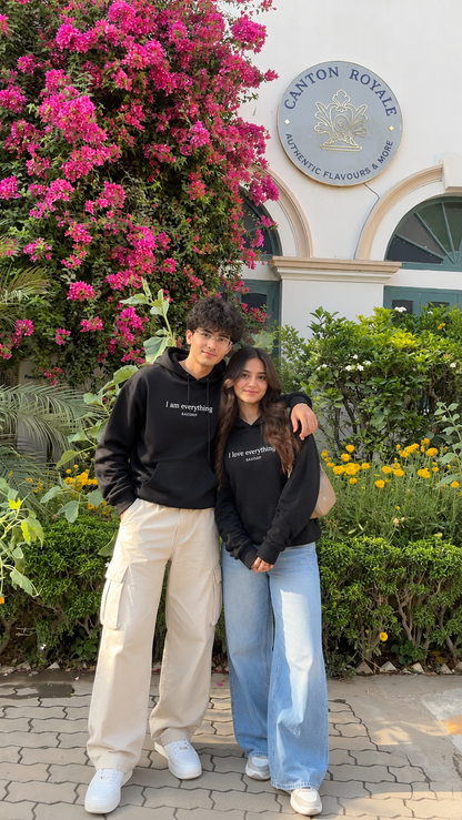 I Am Everything Oversized Black Couple Hoodies