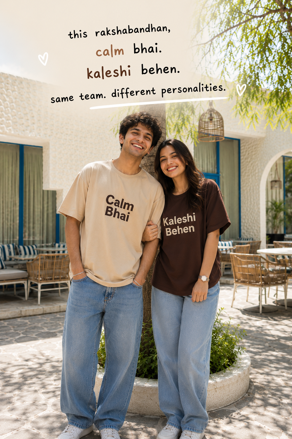 Calm Bhai & Kaleshi Behen Matching Sibling T-Shirts