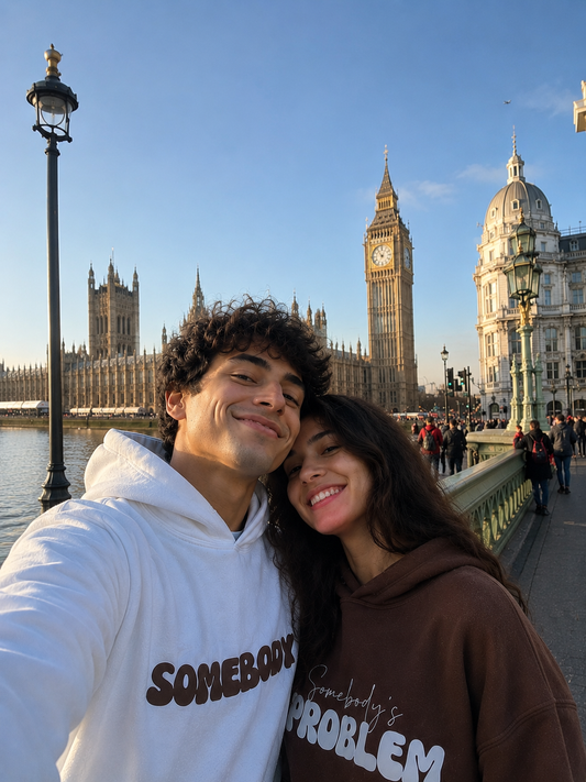 Somebody's Problem Brown White Couple Hoodies