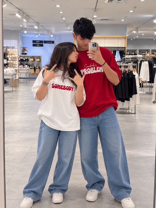 Somebody's Problem Red White Couple T-Shirt