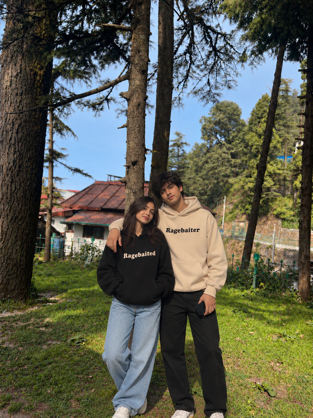 Ragebaited & Ragebaiter Couple Hoodies