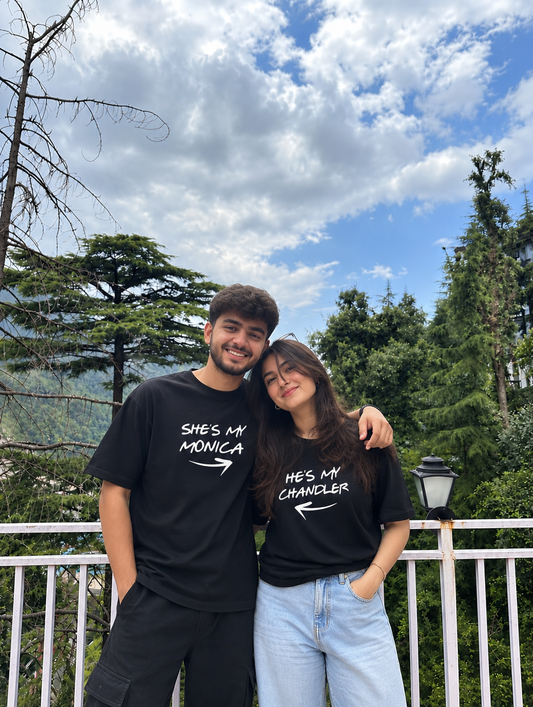 2 Pack : Monica & Chandler Black Couple T-shirt
