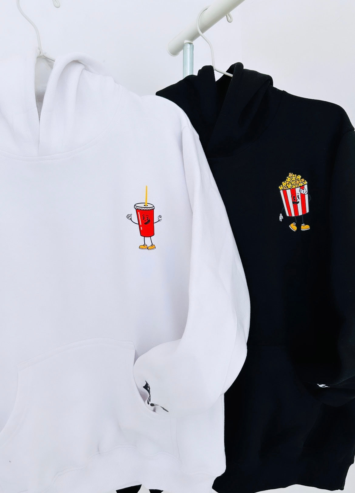 2 Pack : Coke & Popcorn Black White Couple Hoodie