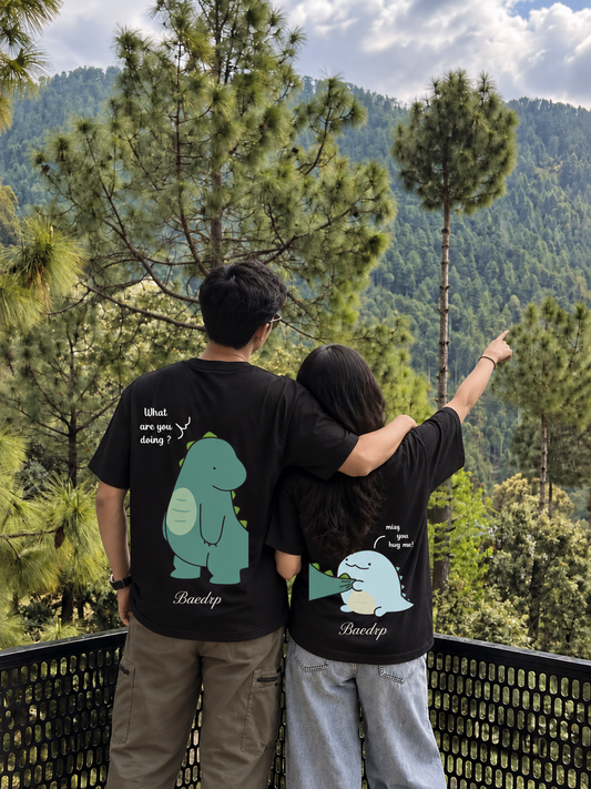 2 Pack : Giant and Tiny Dino Couple T-shirt