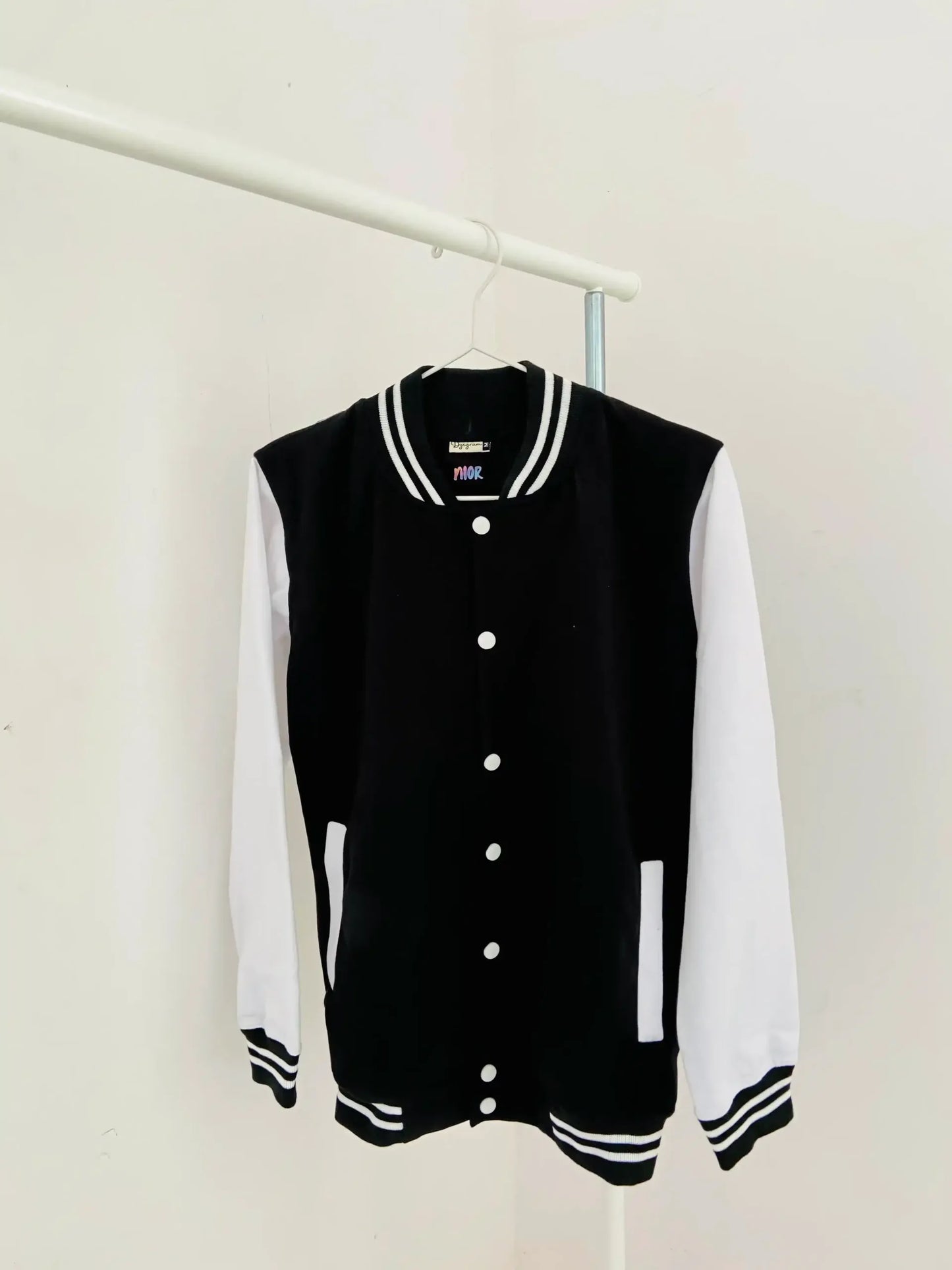 Plain Black Unisex Varsity Jacket