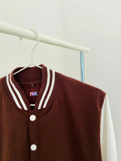 Plain Brown Unisex Varsity Jacket