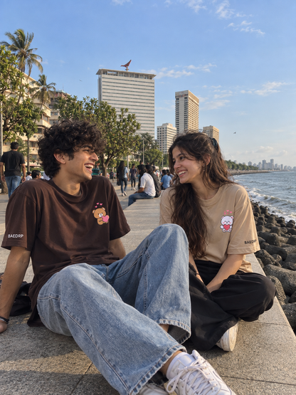 2 Pack : Milk & Mocha in Love Brown Beige Couple T-Shirts