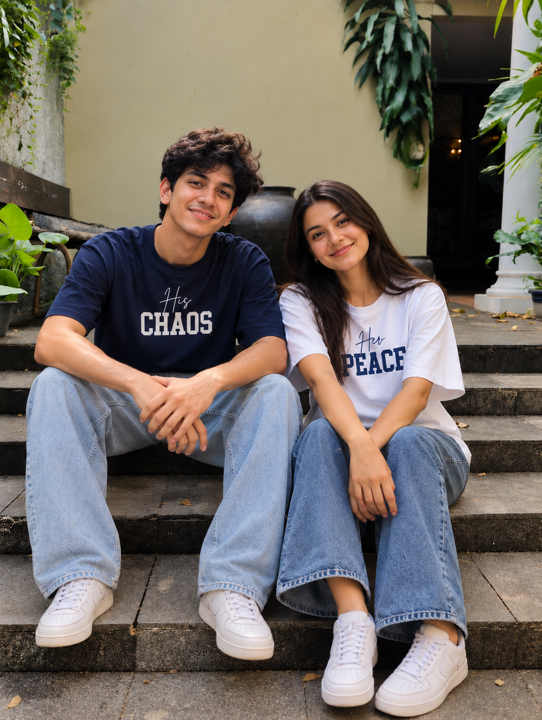 Her Peace His Chaos Couple T-Shirt