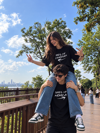 2 Pack : Monica & Chandler Black Couple T-shirt