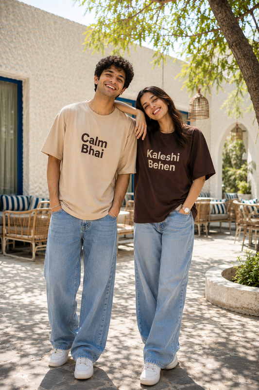 Calm Bhai & Kaleshi Behen Matching Sibling T-Shirts