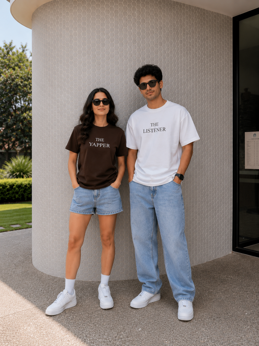 2 Pack : The Yapper and Listener Matching T-Shirts