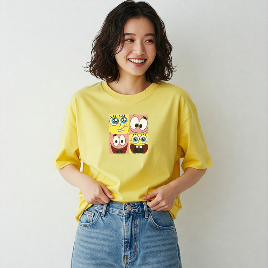 Spongebob Pastel Printed Yellow T-Shirt