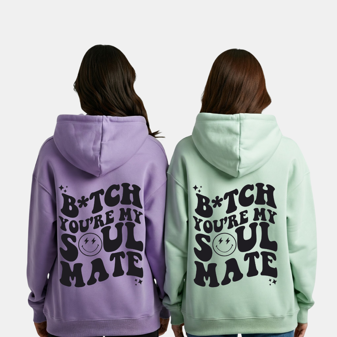 2 Pack : Soulmate Best Friend Couple Hoodies