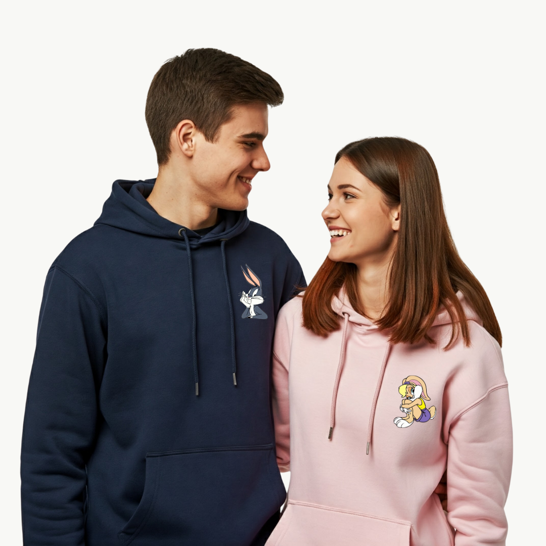 2 Pack : Bugs Thinking & Lola Sitting Couple Hoodie