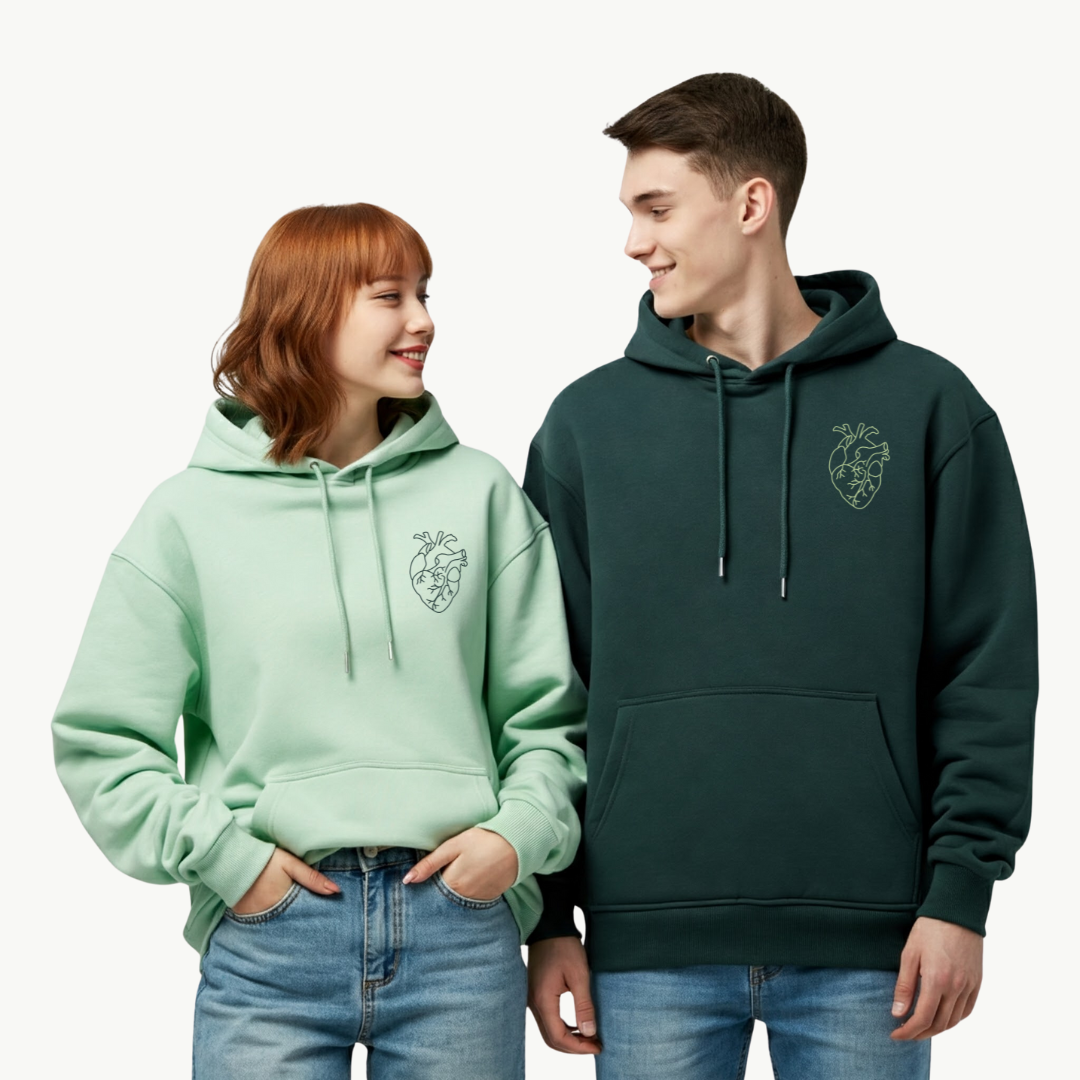 2 Pack : Cardiac Heart Pista Green & Dark Green Couple Hoodies