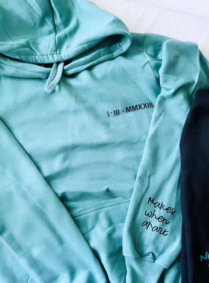 2-Pack Nothing Makes Sense When Apart Black and Sage Green Couple Hoodies