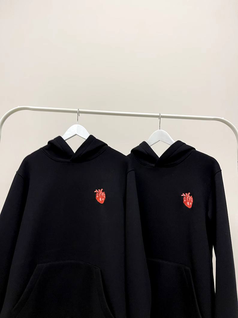 2-Pack Cardiac Heart Emoji Couple Hoodie
