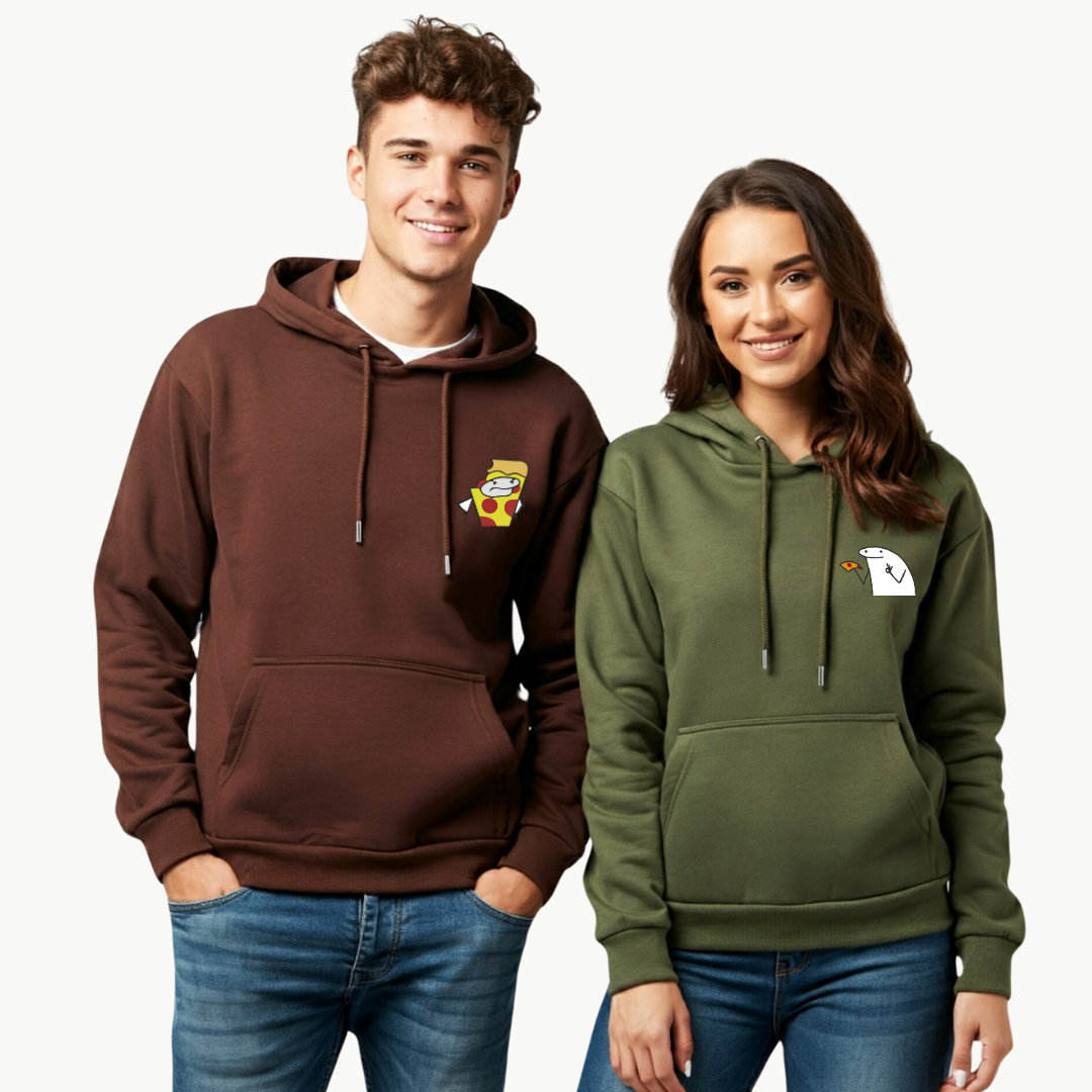 2 Pack : Angry Pizza Couple Hoodies