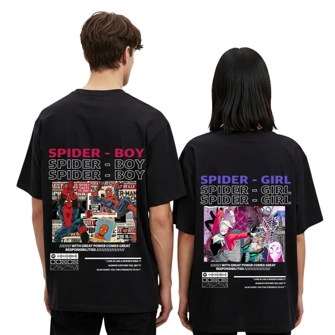 2 Pack : SpiderGirl And SpiderBoy Couple T-Shirt
