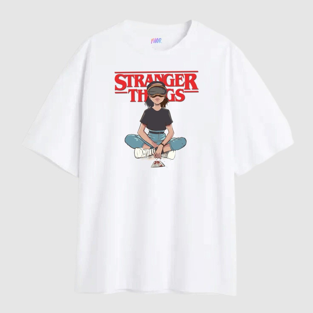Stranger Things Eleven Printed  White T-Shirt